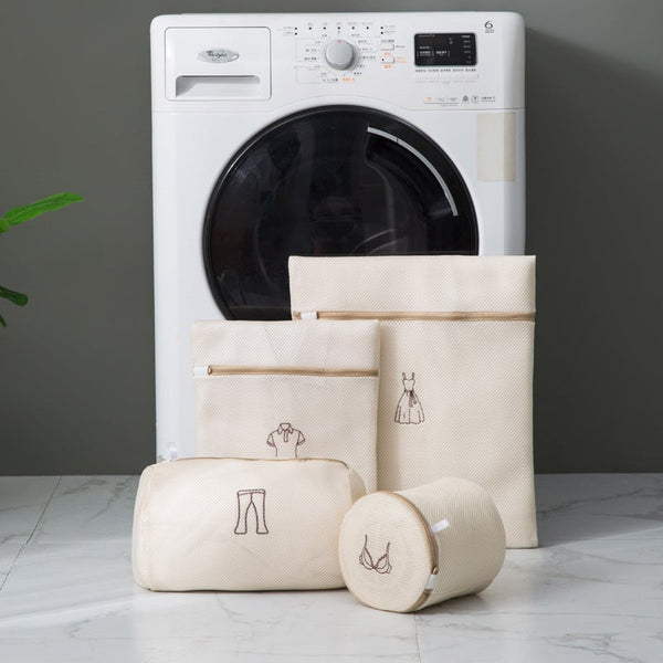 4 Pieces Laundray Wash Bags Beige Laundry Bags