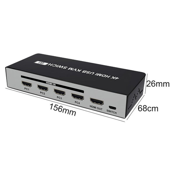 4 Port Hdmi Kvm Switch Support Max 4K30hz Input With Usb2.0 Hub 1 Out Kvm Switches
