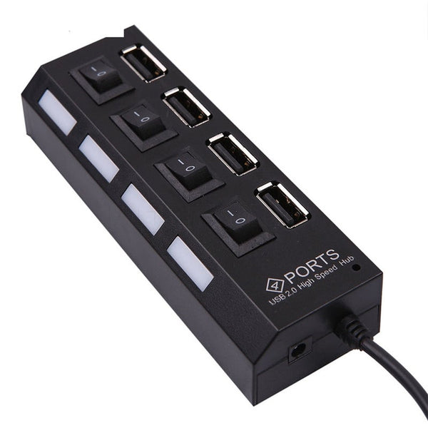 4 Port Led Usb Hub Four Ports 2.0 Concentrator With Light And Separate Switch For Mobie Cellphone High Quality Usb Cables Hubs & Adapters