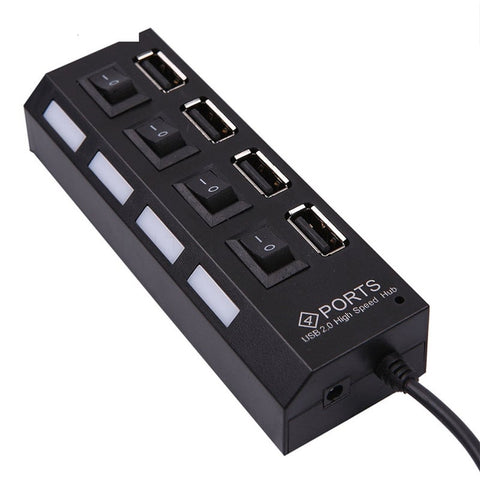 4 Port Led Usb Hub Four Ports 2.0 Concentrator With Light And Separate Switch For Mobie Cellphone High Quality Usb Cables Hubs & Adapters