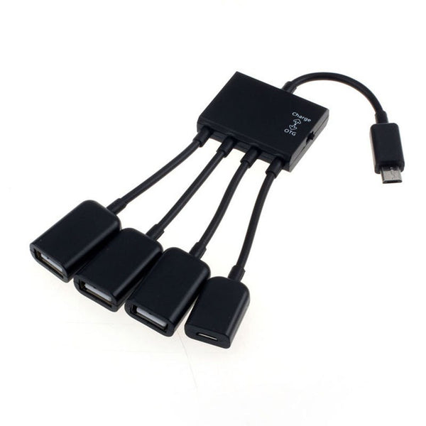 4 Port Micro Usb Power Charging Hub Cable For Smartphone Table Keyboard Mouse Card Reader Black