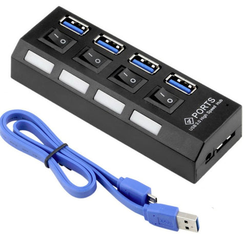 4 Port Usb3.0 Hub With Individual On Off Switch Splitter Adapter