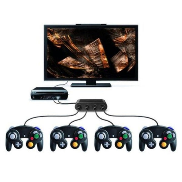 4 Ports For Gamecube Gc Controllers Usb Adapter Converter / Pc Switch Wiiu Jet Black Cables & Adapters