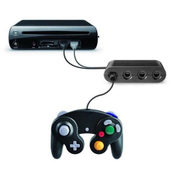 4 Ports For Gamecube Gc Controllers Usb Adapter Converter / Pc Switch Wiiu Jet Black Cables & Adapters