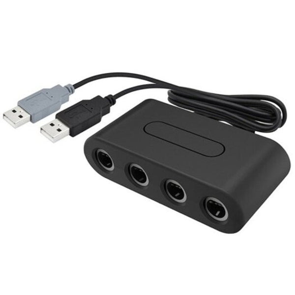 4 Ports For Gamecube Gc Controllers Usb Adapter Converter / Pc Switch Wiiu Jet Black