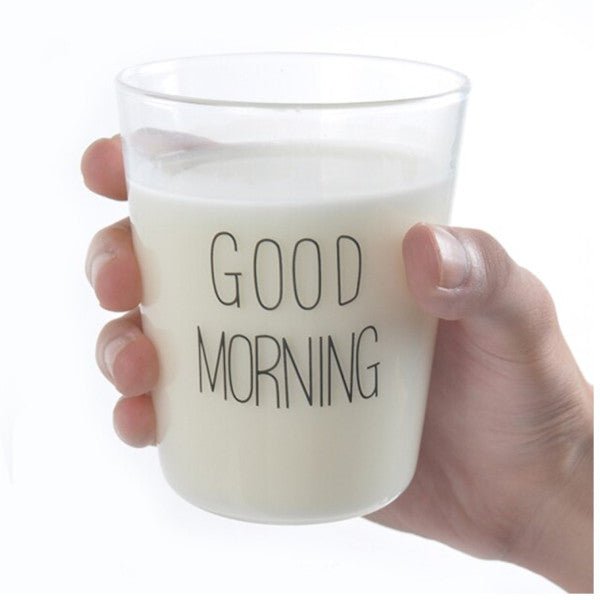400Ml Good Morning Glass Breakfast Cup Coffee Tea Milk Yogurt Mug Glassware & Drinkware