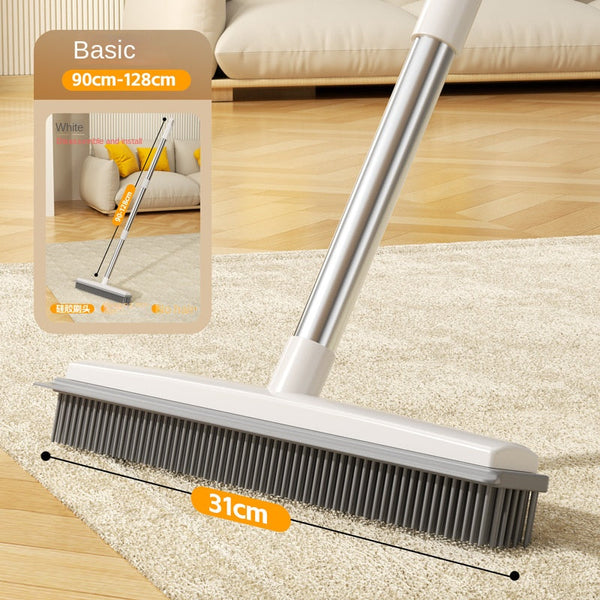 Cleaning Brush Stainless Steel Silicone Floor Water Scraping Long Handle Magic Carpet Cleaning Brushes
