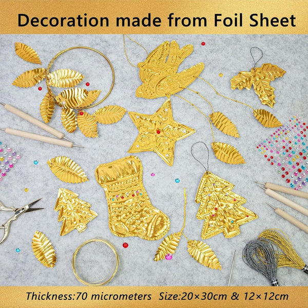 70Mm Gold Foil Art Relief Diy Christmas Decoration Kit Aluminum Craft Sewing Tool Set Other Kids Crafts