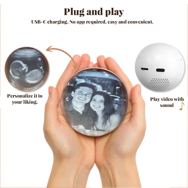 Video Crystal Ball Memory Display Lamp 2.7" Spherical Pixel 4Gb Player Art Crystal Glass