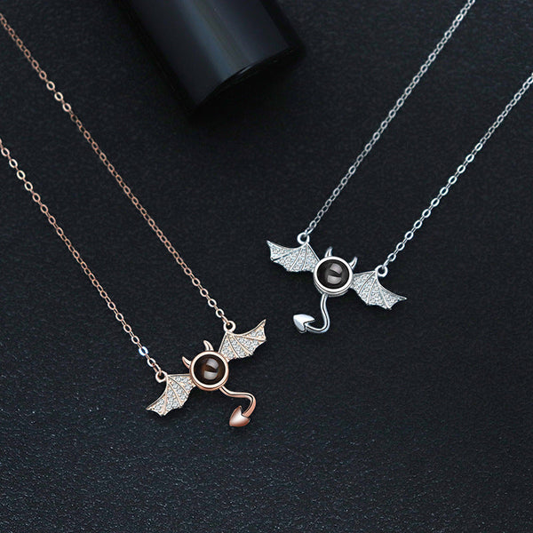 100 Languages I Love You Projection Necklace Female Demon Niche European And American Design Collarbone Chain Jewelry Necklaces & Pendants