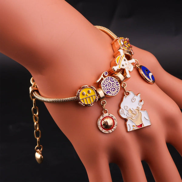One Piece Diy Bracelet With Five Levels Sun God Nika Luffy Cartoon Metal Bracelets