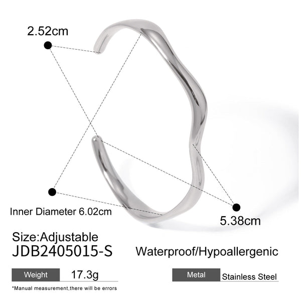 18K Gold Stainless Steel Fine Ripple Open Bangle Ins Minimalist Trendy Titanium Bracelet For Women Bracelets