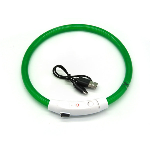 Led Fiber Optic Dog Collar Multi Color Pvc Usb Rechargeable Night Safety (S/M/L Sizes) Dog Collars