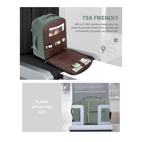 Elosung Off White 40L Large Capacity Travel Business Backpack With Expandable Compartments Including 2 Toiletry Bags And Shoe Durable Oxford Fabric Ba