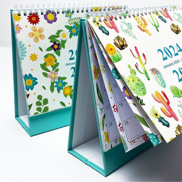 2024 English Creative Simple Desk Calendar Spring Flowers Calendars (Current)