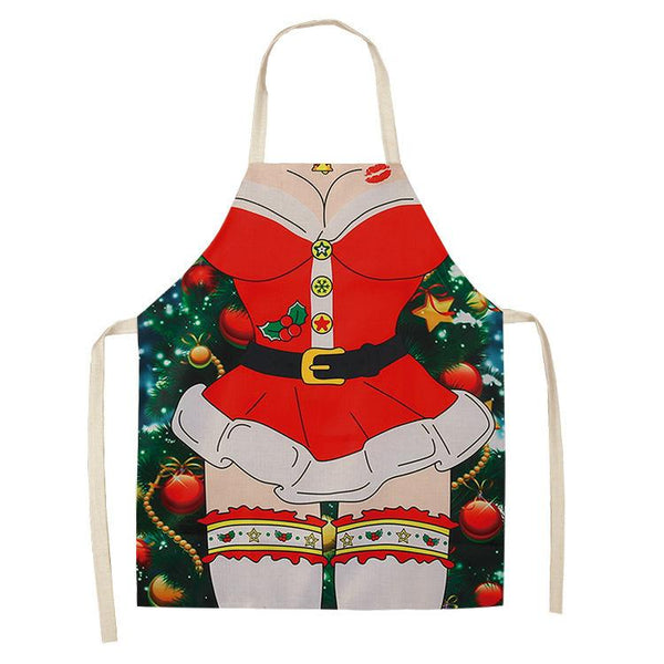 Aprons Christmas Santa Claus Kitchen Home Apron Linen Polyester Cartoon