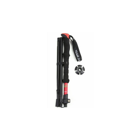 40Cm Section Telescopic Folding Short Trekking Pole Outdoor Straight Handle Cane With Storage Bag