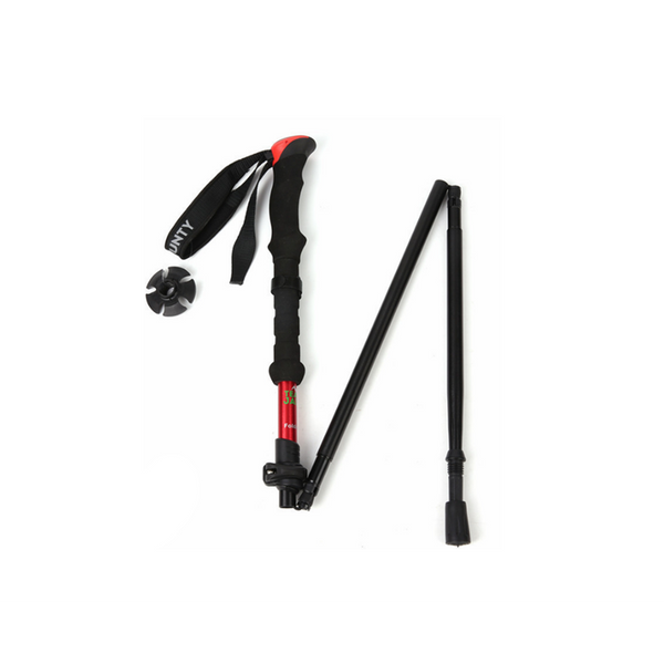 40Cm Section Telescopic Folding Short Trekking Pole Outdoor Straight Handle Cane With Storage Bag