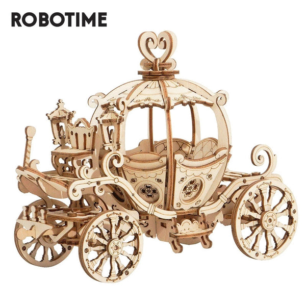 Robotime Pumpkin Cart Model 3D Wooden Puzzle Games Assembly Toys For Children Puzzles