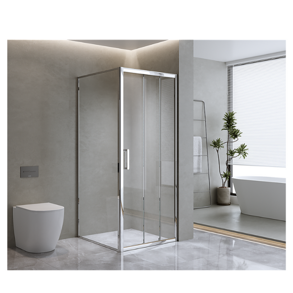 Della Francesca 40Mm Contemporary Corner Sliding Chrome Shower Screen 120X80cm Shower Doors