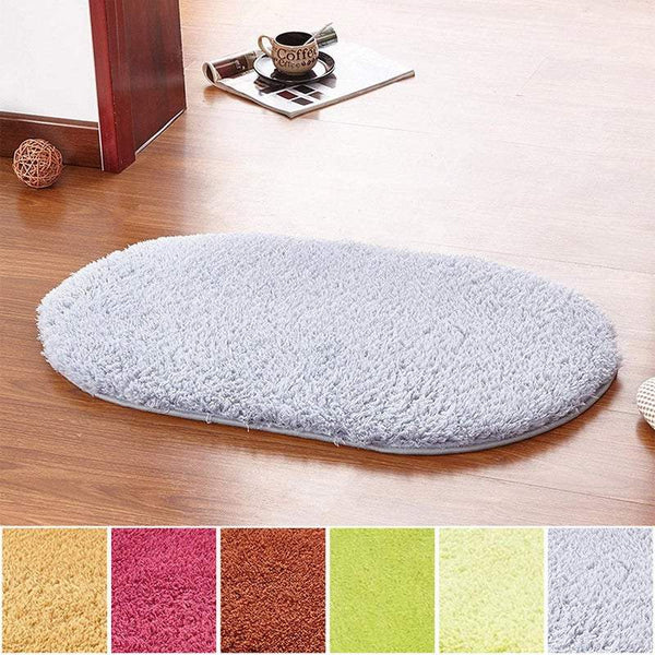 Door Mats 40X60cm Fleece Oval Floor Soft Anti Slip Foot Door Mats & Floor Mats