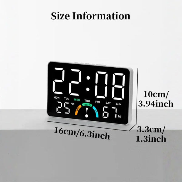 Digital Alarm Clock With Temperature & Humidity Display Dual Snooze Alarm Clocks & Clock Radios