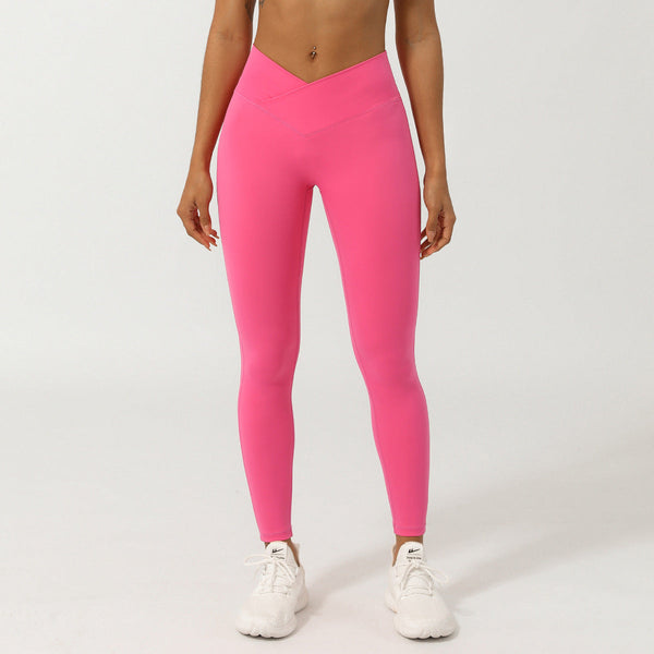 Cross V Shaped Yoga Cropped Pants Without T Line Peach Hip Lifting Fitness Quick Drying Sports Activewear Pants