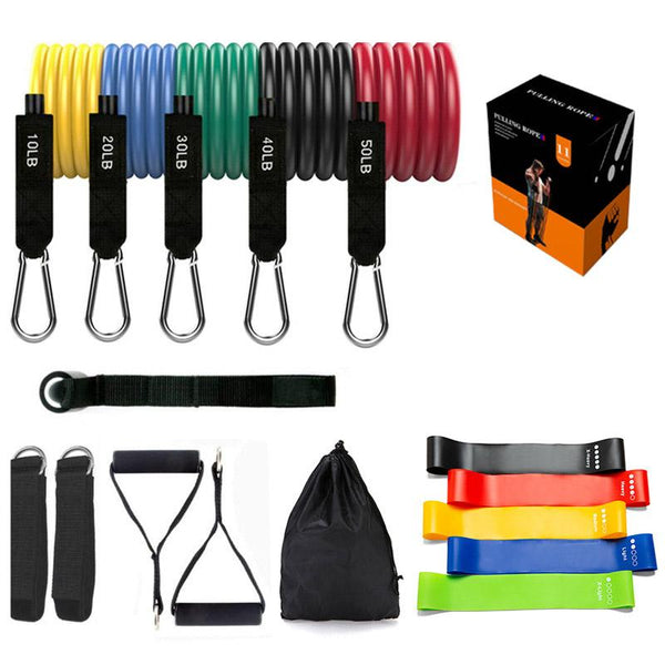 17 Pieces Latex Pull Rope Resistance Bands Kit Home Gym Equipment