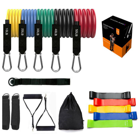 17 Pieces Latex Pull Rope Resistance Bands Kit Gym Equipment Resistance Trainers