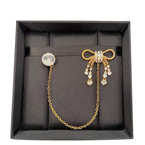 Veile Studios Bow Tassel Brooch Brass Gold Temperament For Accessories Brooches