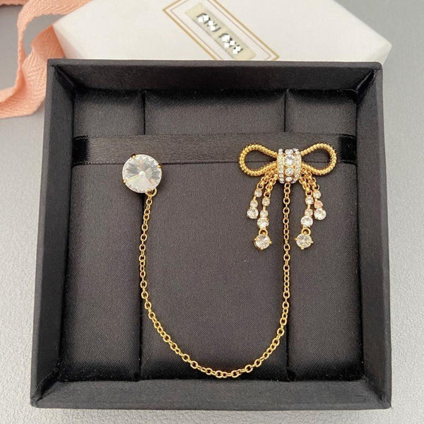 Veile Studios Bow Tassel Brooch Brass Gold Temperament For Accessories Brooches