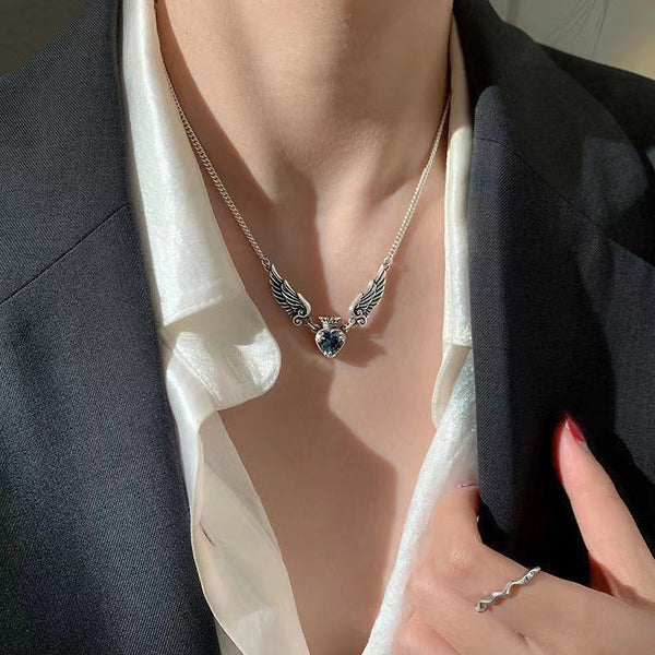 Veile Studios Gothic Heart Crown Angel Wings Pendant Necklaces For Women Fashion Jewelry Necklaces & Pendants