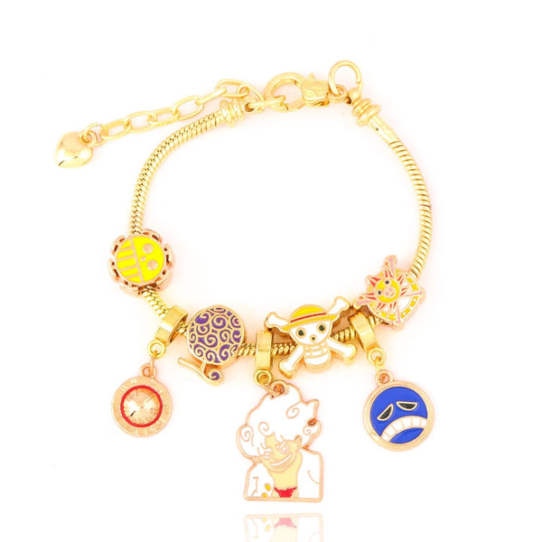 One Piece Diy Bracelet With Five Levels Sun God Nika Luffy Cartoon Metal Bracelets