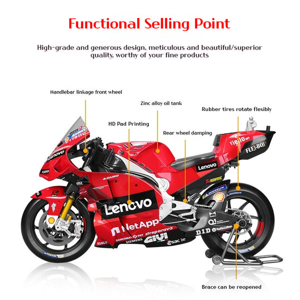 Meichi Figure 1:6 Ducati Grand Motorcycle Simulation Alloy Racing Ornament Toy Model Seasonal Decorations