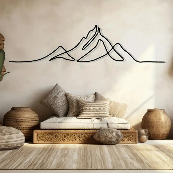 Factory Direct Black Metal Gable Decoration 3D Mountain For Background Wall Art