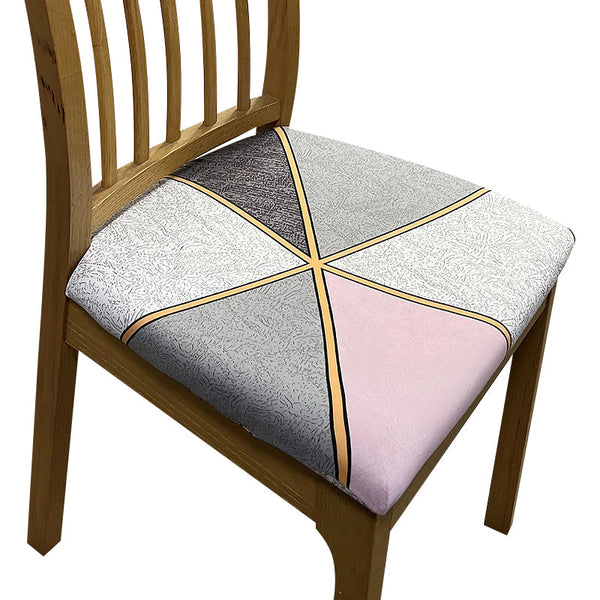 Chair Cover Grey Pink Gold Linear Pattern Stretch Seat For Dining Kitchen Slipcovers