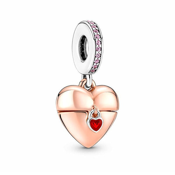 Veile Studios S925 Sterling Silver Eternal Confession Double Surround Heart Motorcycle Accessories Charms & Charm Bracelets