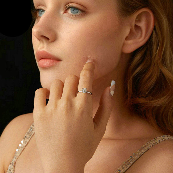 Veile Studios One Carat Moissanite Diamond Ring In Pure Silver Classic Wedding Rings