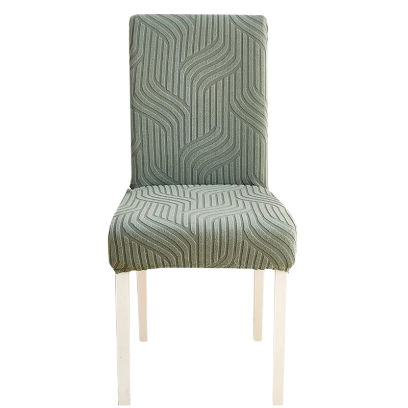 Chair Cover Cypress Green Linear Design Anti Dirt Elastic Material Slipcovers