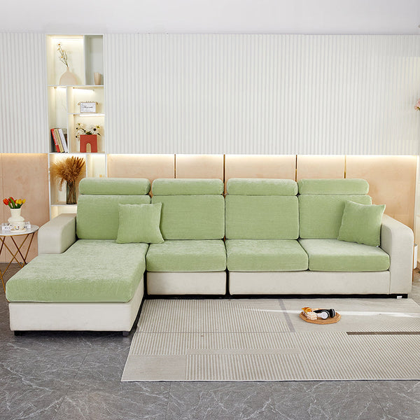 Sofa Cover Mint Green L Shape Polyester Chenille Thick Stretchable Slipcover Slipcovers