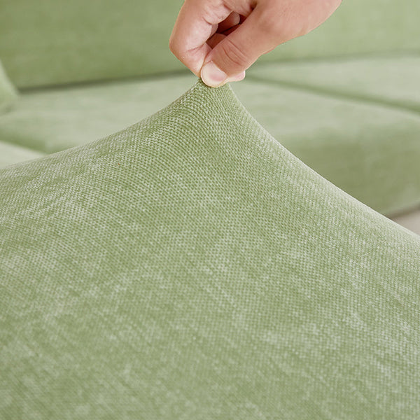 Sofa Cover Mint Green L Shape Polyester Chenille Thick Stretchable Slipcover Slipcovers