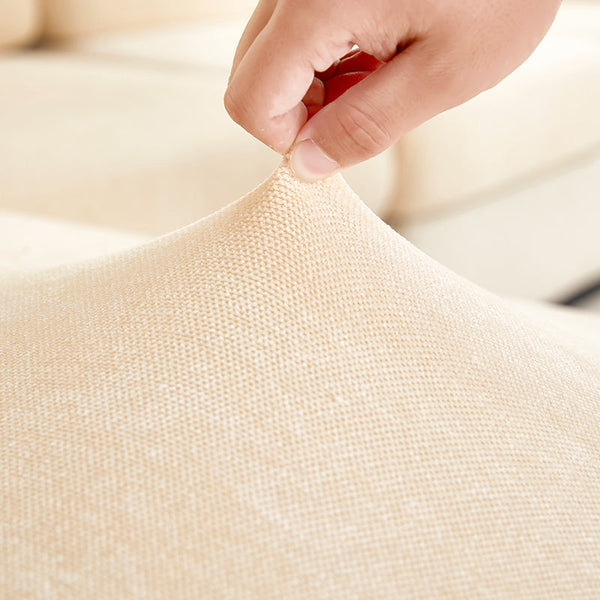 Sofa Cover Beige L Shape Polyester Chenille Thick Stretchable Slipcover Extra Large Slipcovers