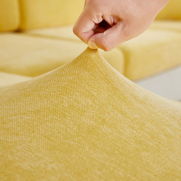 Sofa Cover Pastel Yellow L Shape Polyester Chenille Thick Stretchable For Living Room Slipcovers