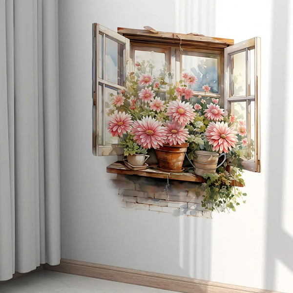 Fake Flowers Wall Sticker Living Room Corridor Entrance Background Home Decoration Art Self Adhesive Waterproof Wall Decals & Stickers