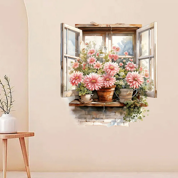 Fake Flowers Wall Sticker Living Room Corridor Entrance Background Home Decoration Art Self Adhesive Waterproof Wall Decals & Stickers