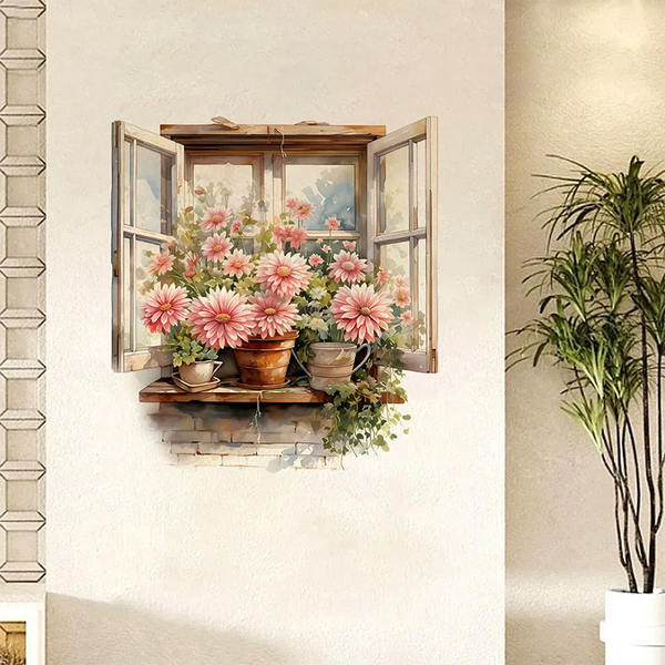 Fake Flowers Wall Sticker Living Room Corridor Entrance Background Home Decoration Art Self Adhesive Waterproof Wall Decals & Stickers