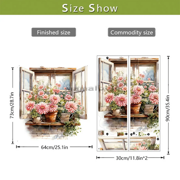 Fake Flowers Wall Sticker Living Room Corridor Entrance Background Home Decoration Art Self Adhesive Waterproof Wall Decals & Stickers