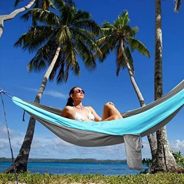 Light Double Nylon Camping Hammock With Straps. Great For Trips Beach Yard & Garden. Hammocks