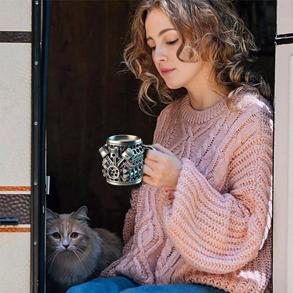 3D Engine Stainless Steel Mug For Coffee Beer Home & Office Fun Accessory Mugs