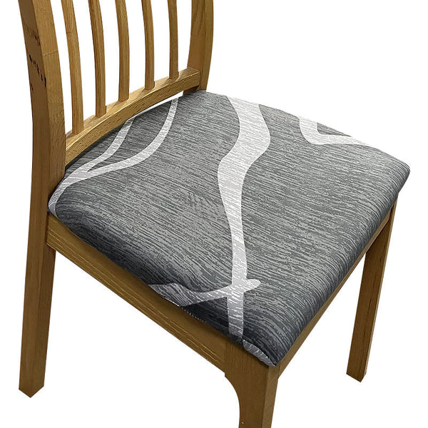 Chair Cover Grey Light Wave Linear Pattern Print Stretch Seat Slipcovers